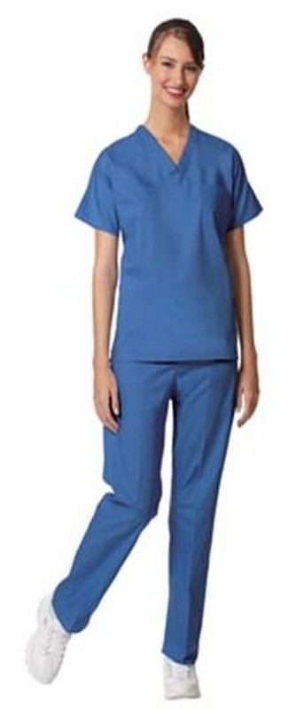 6796 Unisex Set-In Sleeve Fashion Blend Ciel Blue Reversible Scrub Shirt