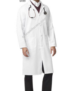 423 Fashion Seal Men s Sanforized Cotton Twill Knee Length Lab Coat 3 Pocket Knot Buttons 2 Pc Back Belt