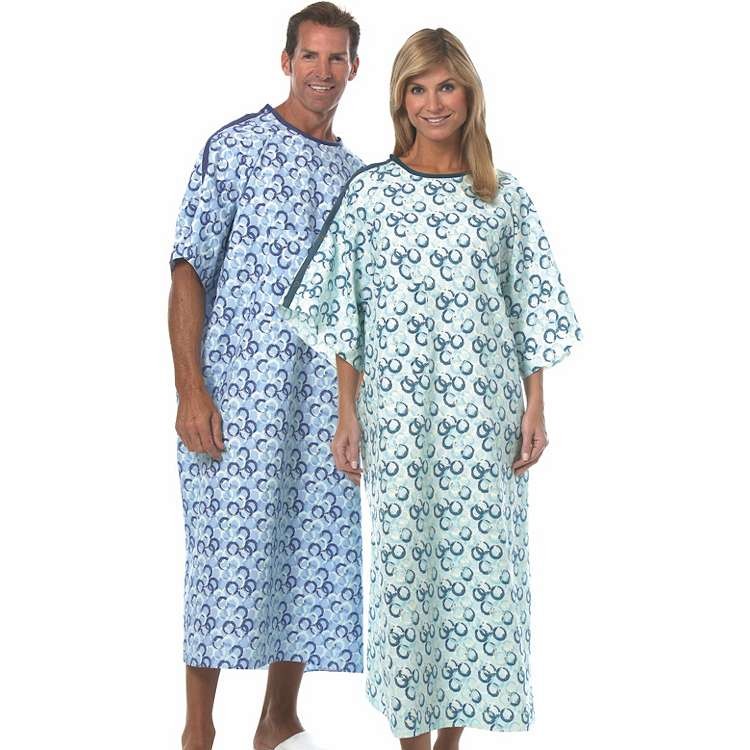 725 Fashion Seal Premium ICU-Telemeter Angle Back Full Size IV Patient Gown-51″