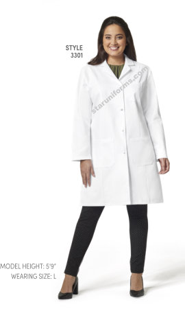 3301 Fashion Seal Ladies’ 39″ Knot Button Traditional Length Lab Coat