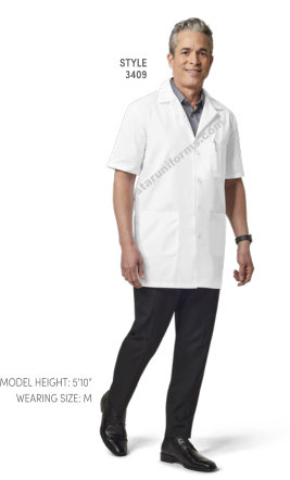 3409 Fashion Seal Unisex Poplin Short Sleeve Lab Coat – 2-Pocket