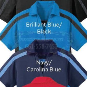 60300 60304 Brilliant Blue/Black Color Block Baby Pique Performance Polos Shirt 100% Polyester