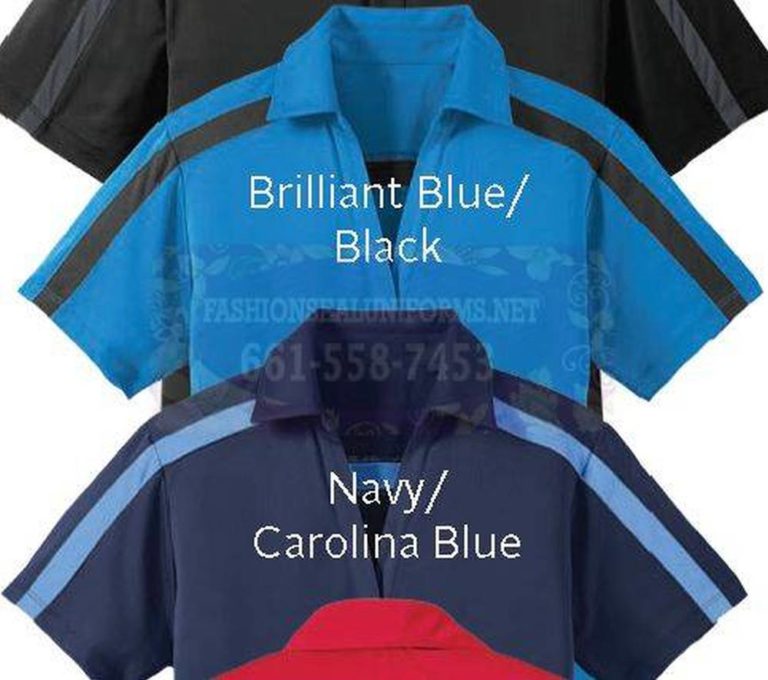 60300 60304 Brilliant Blue/Black Color Block Baby Pique Performance Polos Shirt 100% Polyester