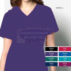 WWK101 Grape Women’s V-Neck Top 65% Polyester / 35% Cotton